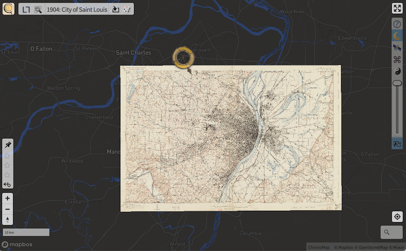 Chronoscope World view of a rectified map